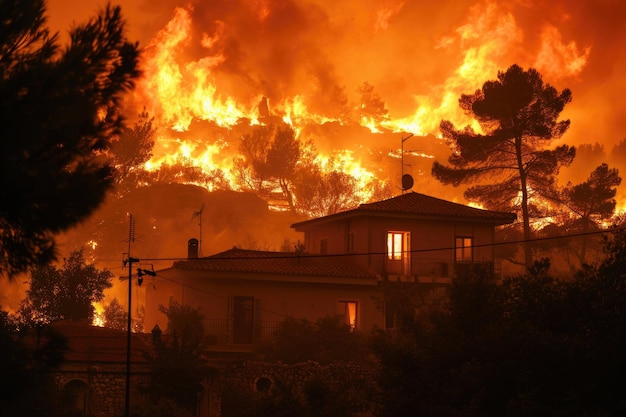 Incêndio florestal na periferia de Atenas, na Grécia, em 22 de agosto de 2023