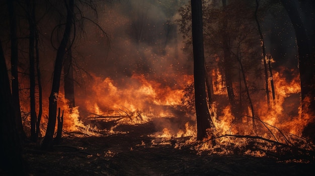 incêndio florestal no verão