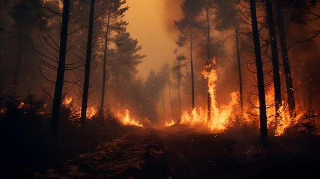 incêndio florestal no verão