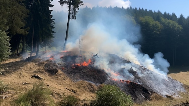 Incendio forestal con árboles en llamas IA generativa