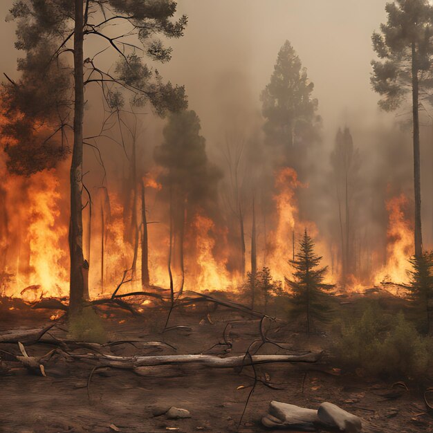 un incendio forestal está ardiendo en el bosque y tiene un incendio Forestal en el fondo