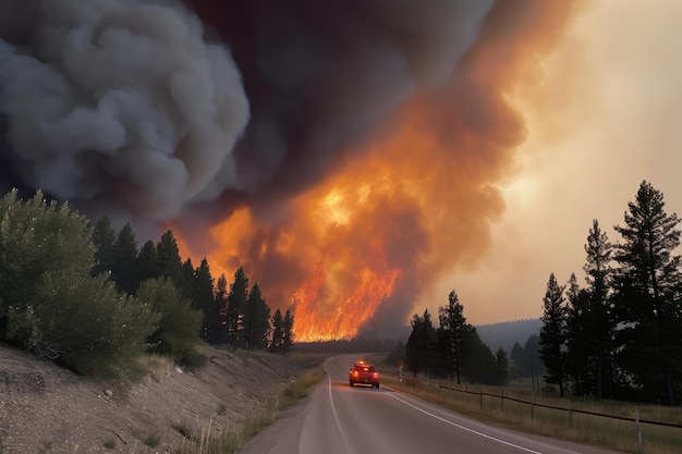 Un incendio forestal impulsado por el cambio climático destruye el humo del bosque visible a kilómetros de distancia