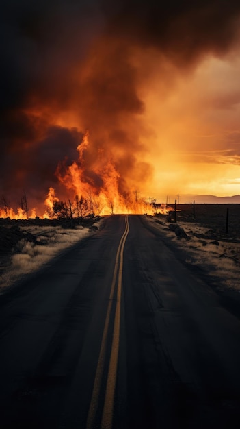 Foto incendio forestal masivo dramático