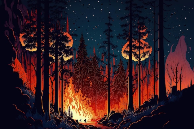 Incendio forestal nocturno en California