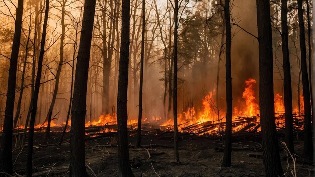 Un incendio forestal entre los pinos