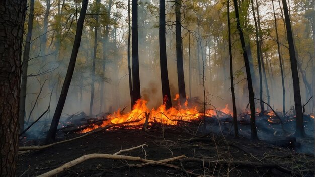 Un incendio forestal entre los pinos