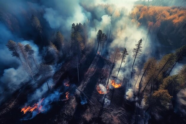 Incendio furioso de pinos al otro lado de la colina IA generativa