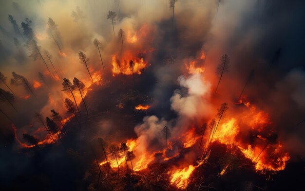 Un incendio sin precedentes y un bosque atrapado en un desastre de incendios