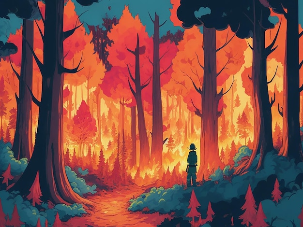 Incendios forestales Ilustración de dibujos animados