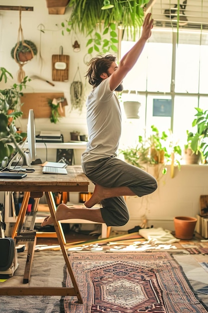 Incorporar exercícios de equilíbrio na rotina de trabalho de escritório