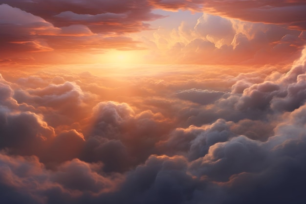 Foto increíble amanecer o puesta de sol cielo con nubes de colores