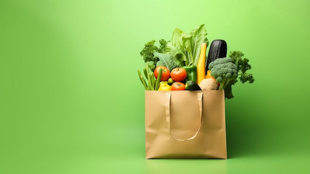 Una increíble bolsa de papel de supermercado llena de alimentos saludables