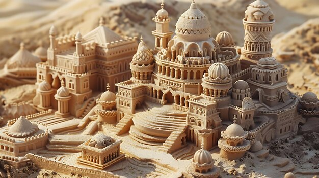 Foto increíble castillo de arena con detalles intrincados parece que fue hecho por un artista profesional de la arena