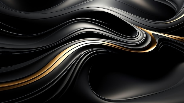 Increíble fondo negro y dorado de fantasía La textura del estuco una pared con curvas Generación de IA