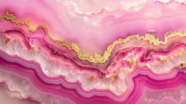 Increíble fondo de piedra de cristal de ágata rosada de colores con venas de oro