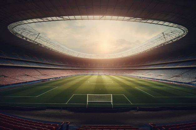 Increíble fotografía de un estadio de fútbol Generado por IA