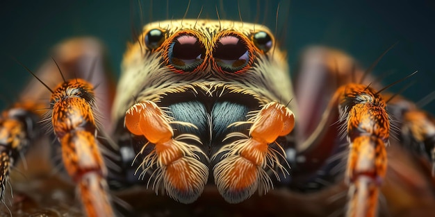 Increíble fotografía macro de una araña salticidae de cerca