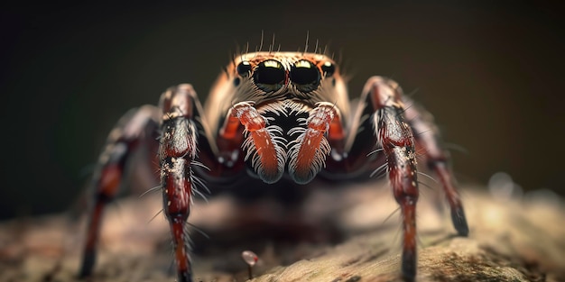 Increíble fotografía macro de una araña salticidae de cerca
