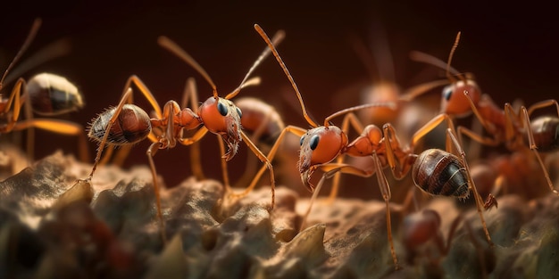 Increíble fotografía macro de un grupo de hormigas de cerca