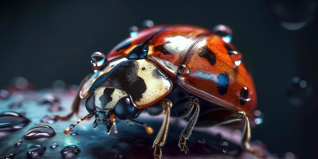 Increíble fotografía macro de una mariquita de cerca