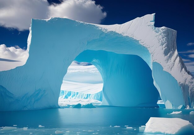 Increíble fractura del arco del iceberg en el cambio climático ártico