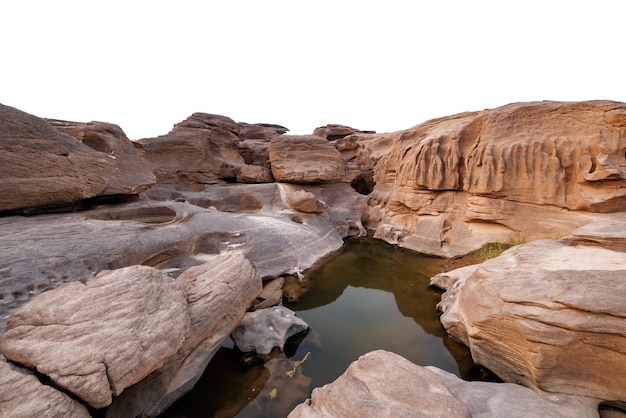 Increíble hermoso paisaje vista roca piedra gran cañón sam phan bok y río mekong