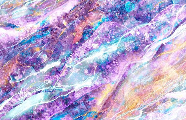 Increíble ilustración de ágata violeta de sección transversal para papel tapiz. Resumen de superficie de rebanada mineral púrpura