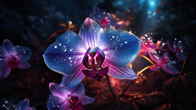 Foto increíble orquídea púrpura brillante