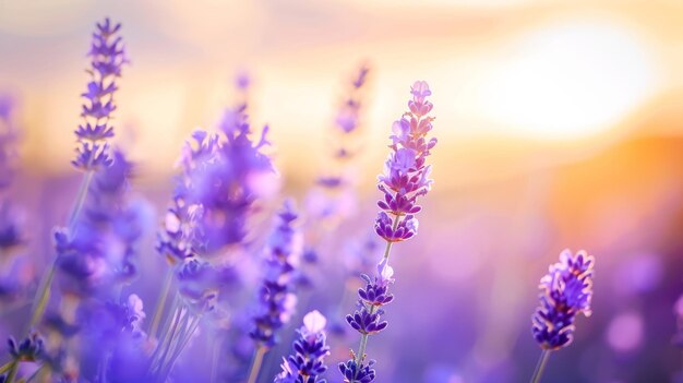 Increíble paisaje en flor con campos de lavanda púrpura en verano en Francia