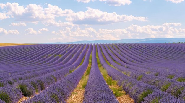 Foto increíble paisaje en flor con campos de lavanda púrpura en verano en francia