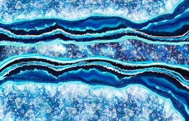 Increíble sección transversal de la ilustración de ágata azul para papel tapiz Resumen de superficie de rebanada mineral azul