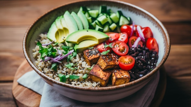 Increíble tazón de quinoa y tofu casero