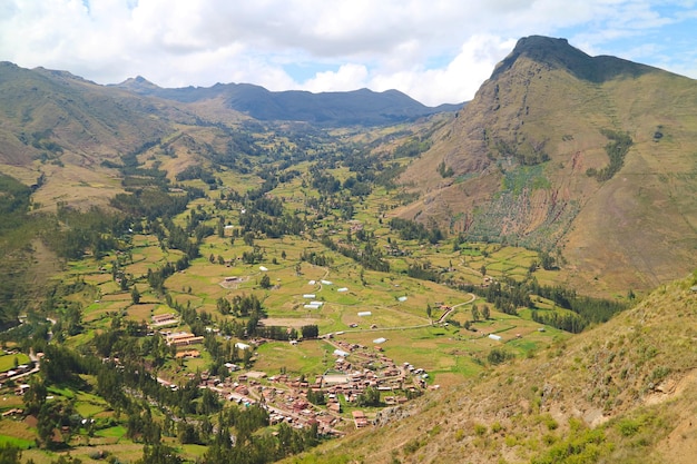 Increíble Vista Aérea Panorámica del Valle Sagrado de los Incas Región Cusco Perú