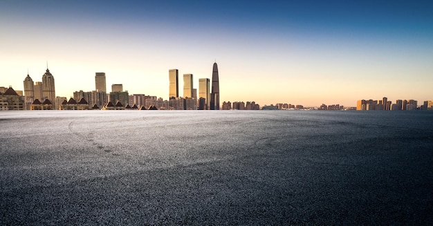 Increíble vista al centro de la ciudad de Suzhou al atardecer