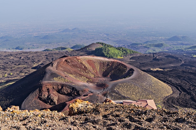 Increíble vista panorámica del cráter y el área del Volcán Etna