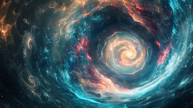 Foto increíble vórtice espacial espiral brillante en el cosmos túnel de colores brillantes