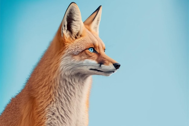 Increíble zorro rojo salvaje con ojos azules busca cazar comida IA generativa