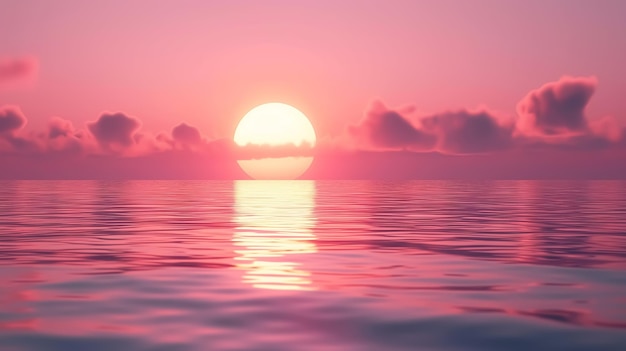 Increíblemente hermosa puesta de sol sobre el mar en suaves tonos rosados