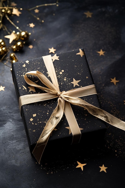 Increíbles cajas de regalos de Navidad cajas de regalos de cumpleaños celebración alegre de año nuevo en oro generado por IA