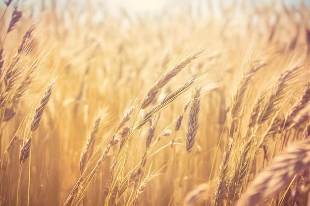 Incrível agricultura pôr do sol paisagem Crescimento natureza colheita Produto natural do campo de trigo Rede neural gerada por IA