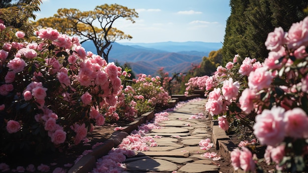 incrível cenário de jardim de flores