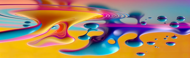 Incrível fundo panorâmico abstrato colorido com uma onda de tinta líquida Generative AI