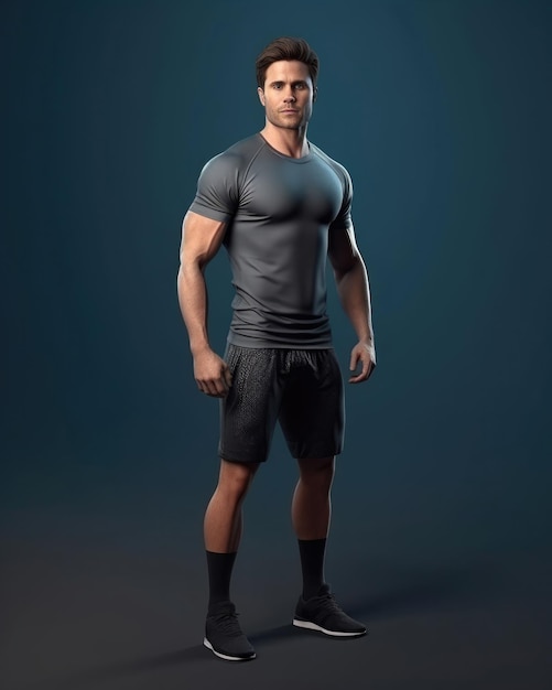 Incrível jovem de fitness 3d com renderização 3d de roupa de ginástica