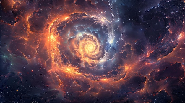 Incrível nebulosa espacial espiral brilhante no cosmos arte conceitual de ficção científica