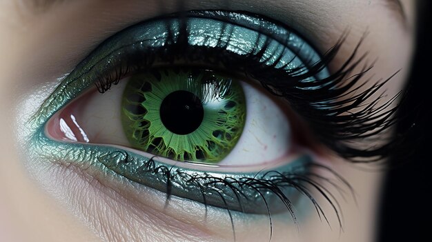 incrível olho feminino verde e cinza