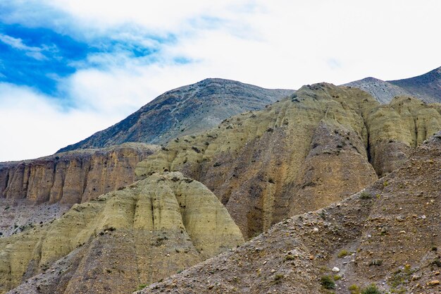 Incrível paisagem verde do deserto da vila de Kagbeni em KaliGandaki de Upper Mustang no Nepal