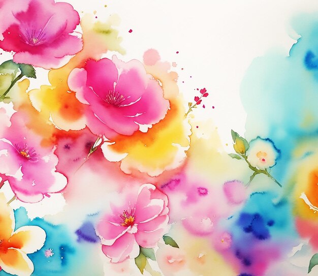 Foto incrível pintura de fundo floral colorido multicolorido em papel imagem em aquarela hd
