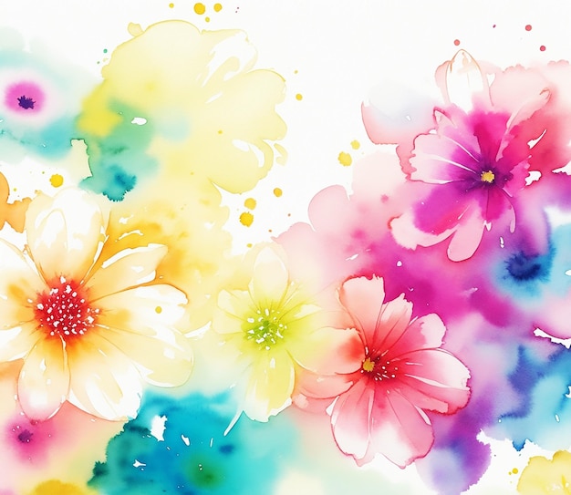 incrível pintura de fundo floral colorido multicolorido em papel imagem em aquarela HD