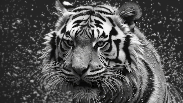 Foto incrível tigre em monocromático