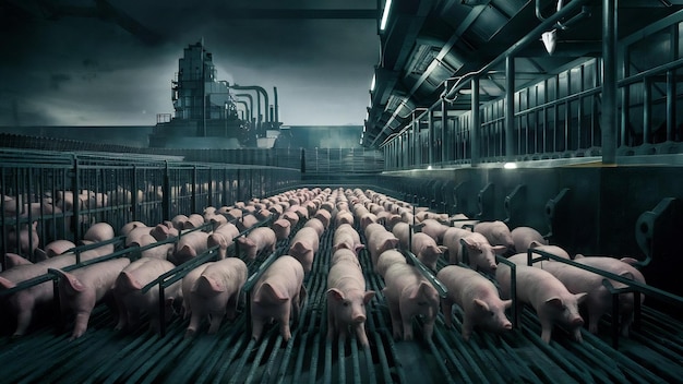 Incubação industrial de porcos para consumir a sua carne